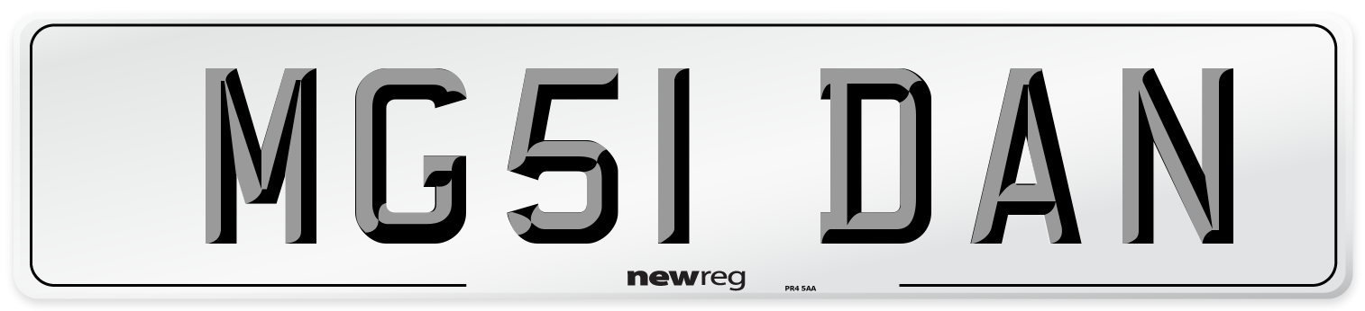 MG51 DAN Number Plate from New Reg